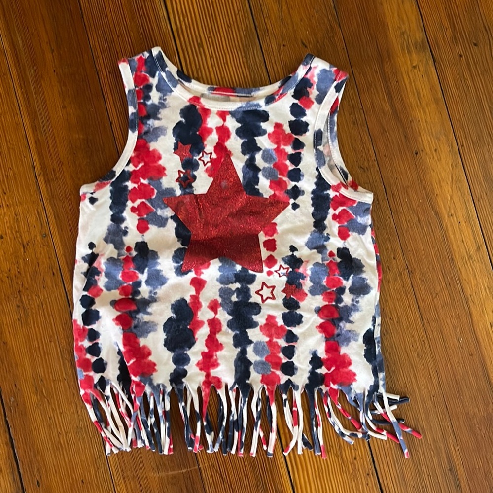 Patriotic fringe tank top toddler